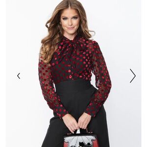 Unique Vintage Sheer Tie Neck Gwen Blouse